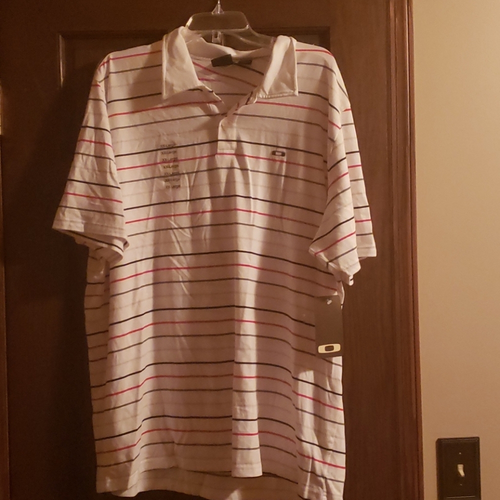 Oakley white polo with atripes XXL NWT
